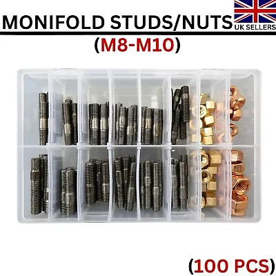 £29.98 • Buy 100 Pcs Assorted Box Of Exhaust Manifold Studs/nuts (most Popular Metric Sizes)