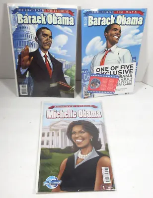 Lot IDW Publishing Barack Obama #1 #2 & Bluewater Michelle Obama #1 Comic Books • $9.99