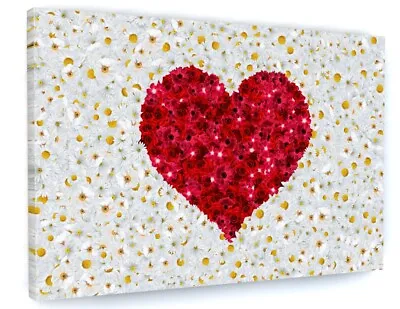 Love Heart Canvas Picture Print Wall Art D413 • £16.93