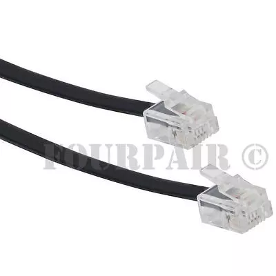 7ft Telephone Line Cord Cable 6P6C RJ12 RJ11 DSL Modem Fax Phone To Wall - Black • $4.79