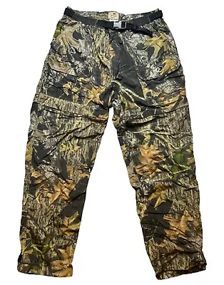 Mossy Oak Pants 100% Nylon Size Large Brown Green Denim Pants Break Up Camo • $27.85