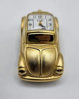 Gold Elgin Volkswagen VW Beetle Mini Clock Desk Paperweight Working~New Battery • $9.75
