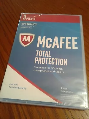 NEW! McAFEE Total Protection 2016/2017-Includes Antivirus Security For 3 DEVICES • $13.49