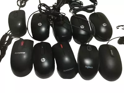 Lot Of 10 USB Optical Mouse Lenovo HP DELL Logitech - Mixed Major Brands • $29