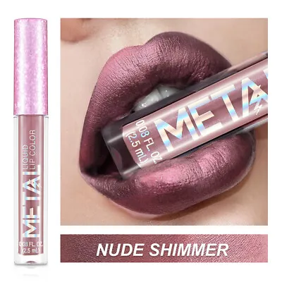 Metal-Coloured Liquid Lipstick Long Lasting Waterproof Lip Gloss Lip Glaze UK • £3.99