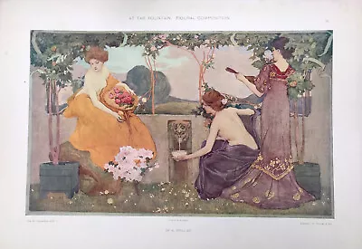 Stunning Vintage 1906 Lithograph Art Nouveau Design By Karel Spillar 1871-1939 • $11.81