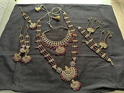 Indian Bridal Set Necklace Wedding Earrings Tikka Hand Traditional SIA Jewellery • $1400