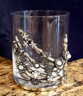 Halloween Rare! Gothic Skeleton Hand Jeweled Bling Wine Cocktail Glass- New! • $24.99