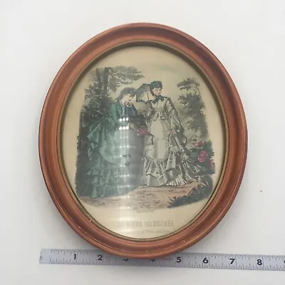 Vintage Oval Framed La Mode Illustree Paris France Victorian Fashion Print Women • $14.25