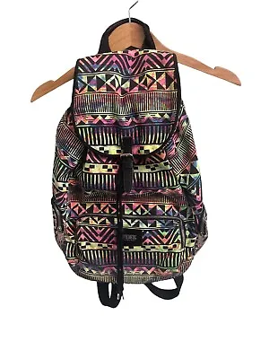 Victoria’s Secret Neon Aztec Western Print Full-size Multi Color Canvas Backpack • $15.31