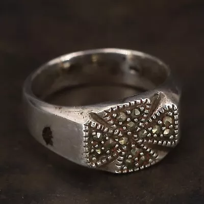 VTG Sterling Silver - ART DECO Marcasite Pave Maltese Cross Ring Size 8 - 7g • $2.99