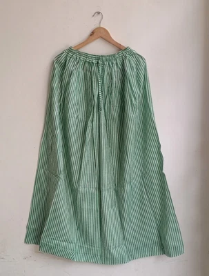 $30.46 • Buy Indian Green Striped Women's Clothing Party Wear Skirt Cotton One Size Skirts US