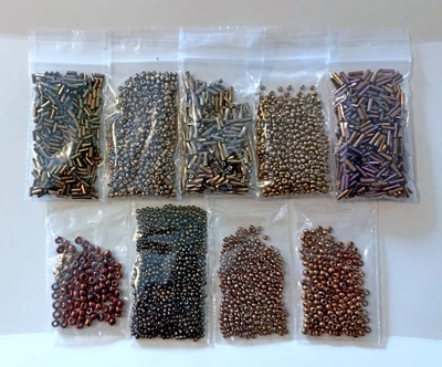 £3.45 • Buy Job Lot 86g X Glass Seed & Bugle Beads. 9 Bags Mixed Metallic. 1.8 - 3.6mm. New