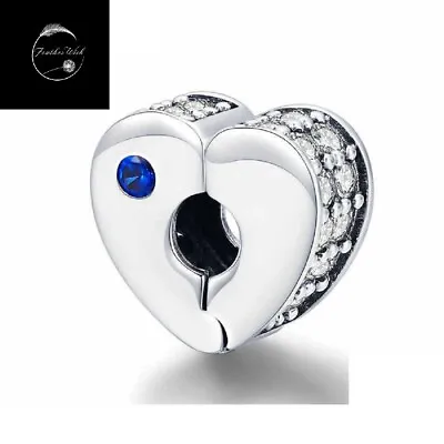 Love Heart Clip Stopper Bead Charm Genuine Sterling Silver 925 For Bracelets  • £17.99