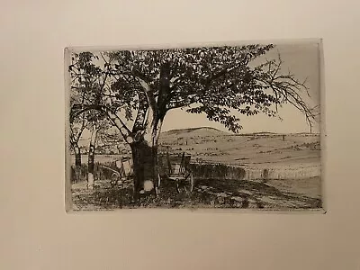 FELIX HOLLENBERG - Wagen Unter Obstbäumen. Radierung 1901 Etching • $100