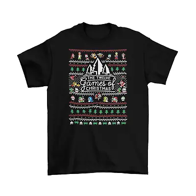 $20.95 • Buy Nintendo Ugly Sweater 12 Days Of Christmas T-Shirt Unisex Cotton Mario Galaga