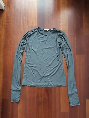 Marcella Avalon Top Long Sleeve Gray Charcoal High Neck Stretch Jersey S • $5