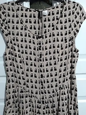 Divided Vintage Kitty Cat Dress Pockets Button Ft. Too Cute  Sz.m. Nwot • $24.99