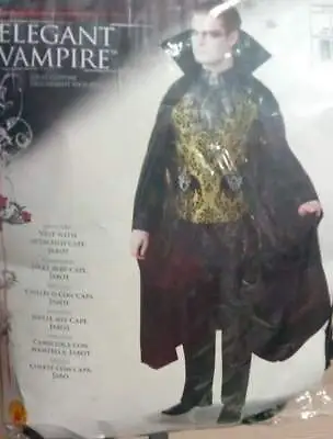 Elegant Vampire Men's Adult Vest Jabot Black Cape Sexy Halloween Costume  • $25