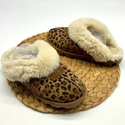 Ugg Coquette Rosette Leopard Fur Sherpa Suede Women Warm Winter Slipper Shoes 7 • $60