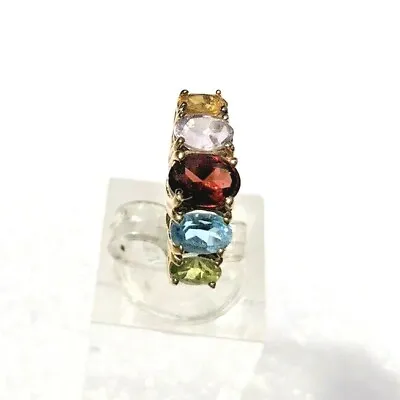 Multi-color Stones 10K Yellow Gold Ring Band Vintage • $249