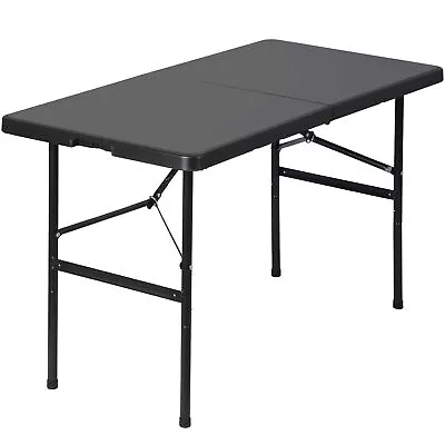 4ft Plastic Folding Table Heavy Duty Table Outdoor Indoor Camping Party Black • $48.58