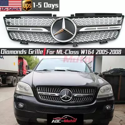 Diamonds Grille For Mercedes Benz ML-Class W164 2005-2008 ML320 ML350 W/Emblem • $129