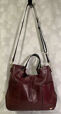 III BeCa By Joy Gryson Womens Tote Bag Shoulder Purse Maroon Leather Travel READ • $33.98