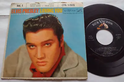 CANADA!!! ELVIS PRESLEY Loving You PS BLACK LABEL Reissue EP 45 • $12.43