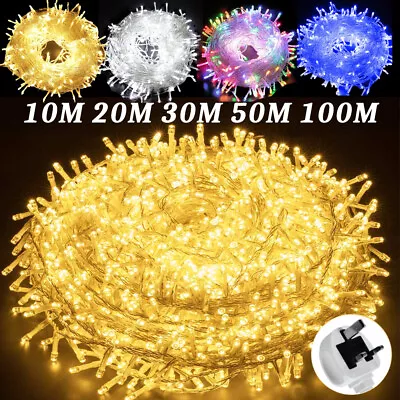 £5.99 • Buy 10-100M LED String Fairy Lights Outdoor Christmas Party Home Decor Mains Plug In