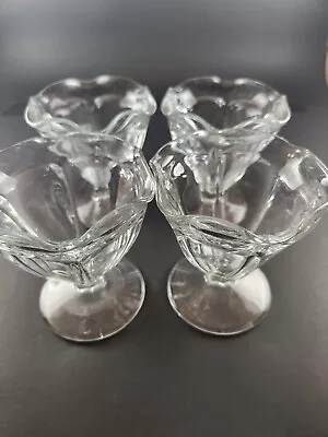 Vintage Sundae Glasses Dishes Tulip Four 4 Ice Cream Anchor Hocking Soda Shop  • $15