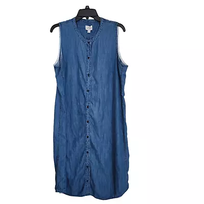 J Crew Womens Chambray Shirt Dress Size XL TALL Midi Sleeveless Tank Button Up • $28
