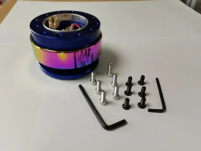 Blue NeoChrome 6 Hole Steering Wheel Quick Release Hub Adapter Snap Off Boss Kit • $34.32