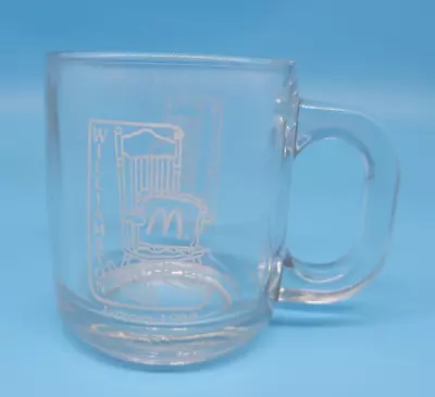 Vintage 1992 McDonalds Williamston Coffee Mug Clear Glass Cup Rocking Chair • $5