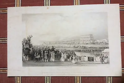 Antique Engraving Epsom Races On Derby Day T Allom/T A Prior/1842/horse Racing • £5.95