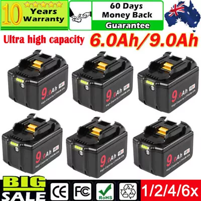 1-6x 9.0Ah 6.0Ah For Makita 18V Battery Li-Ion BL1830B BL1840 BL1850B BL1860 LED • $32.99