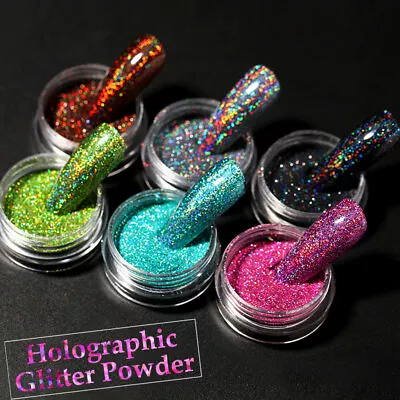 Silver Holographics Nail Powder Glitter UV Gel Nail Polish Dust Decoration Tips • $1.19