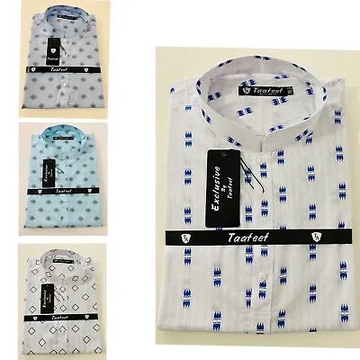 £11.99 • Buy Men's Pure Cotton Grandad Collar Comfortable Long Sleeve Casual Shirt Kurta.