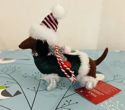 M&S Sausage Dog / Dachshund Hanging Christmas Tree Decoration New Gift • £7.50