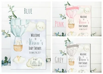 Personalised Balloon Baby Shower Welcome Sign - Pink Blue Grey • £4.50