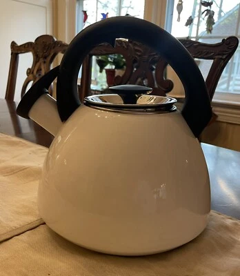 $17 • Buy OXO Click Click Softworks Uplift Pick-Me Up White  Enamel Tea Kettle 1.8Qt RARE