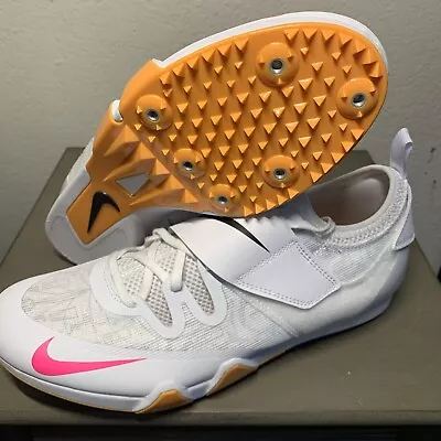 Nike Pole Vault Elite Track Field Jumping Spikes Mens Size 10 White/orange/pink • $64.99