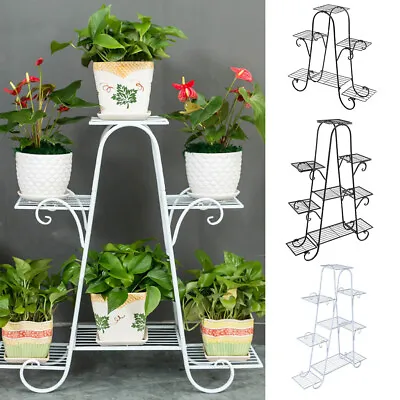 Metal Plant Stand Flower Rack Garden Planter Pot Holder Staircase Display Shelf • £10.94