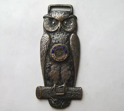 Vintage Weatherford Oklahoma Owl Pocket Watch Fob Fraternal Order Secret Society • $9.99