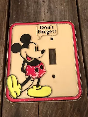 Vintage Disney Mickey Mouse Single Switch Plate Cover “Don’t Forget” • $12