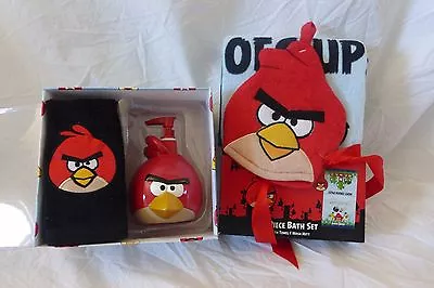 £37.82 • Buy 4 Pc Angry Birds Lotion Pump, Fingertip Towel, Bath Towel, & Wash Mitt Set NIP