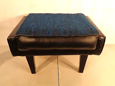 Vintage MCM 1970's Wedge Shape Footstool Ottoman Hassock Cloth Vinyl Unique • $149.95