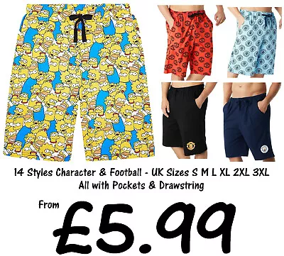 Mens Shorts Football Character Cartoon Lounge Pj Pyjama Sleep Short 14 Prints • £6.99