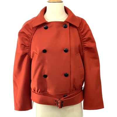 $75 • Buy Missoni Double Breasted Virgin Wool Coat Orange Belted Made In Italy US 6