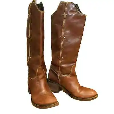 Miss Sixty Knee High Tall Leather Cowboy Boots Brown Western Studded • $59